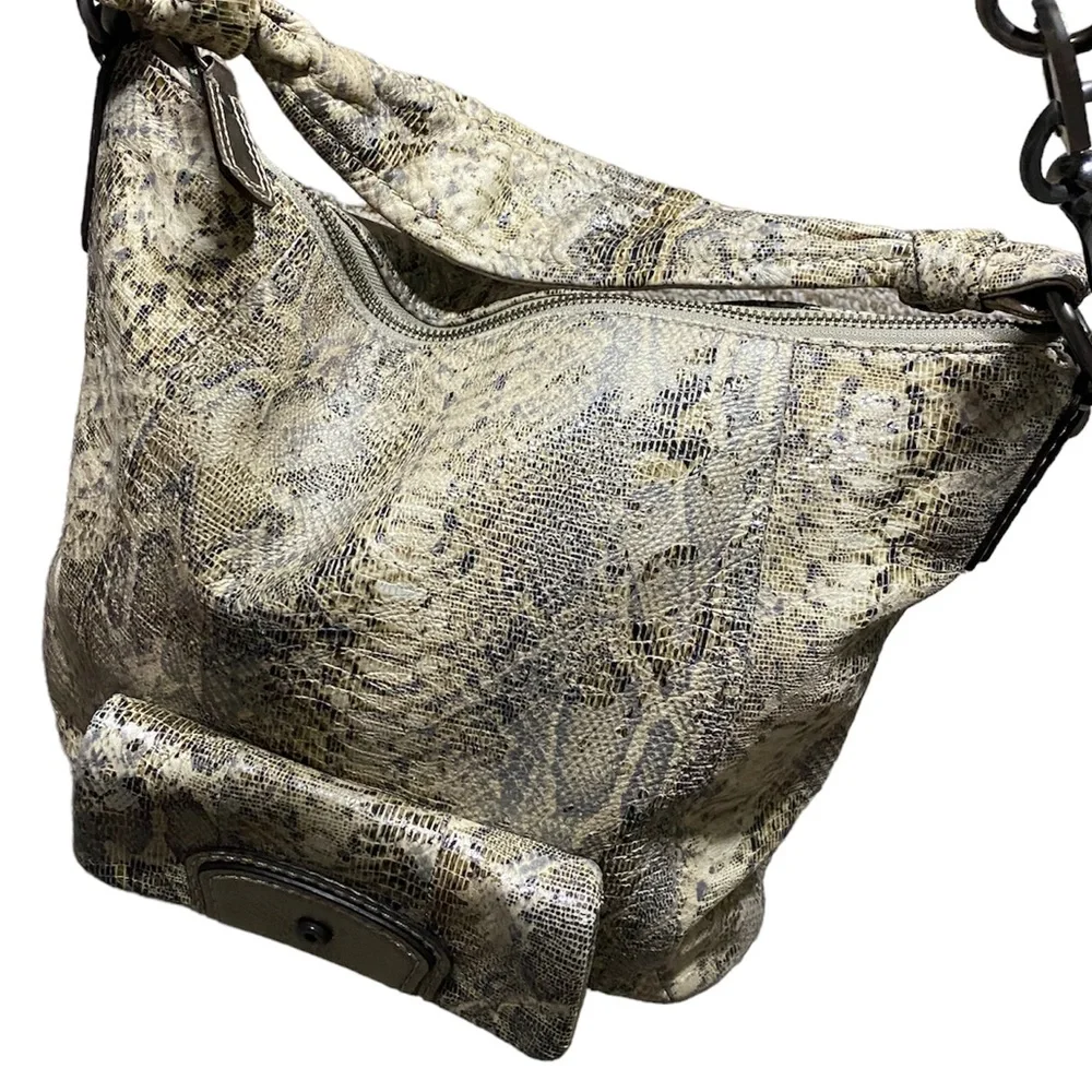 Coach Kristin Python Snake Print Embossed Leather Hobo Shoulder Bag Purse 15361